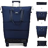 BELLPO Rolling Duffle Bag with Wheels and Handle, Expandable Foldable Travel Bag - Wheeled Carry On Luggage, Collapsible Suitcase for Weekend Trips, Gym, Large Capacity & Waterproof (Blue)