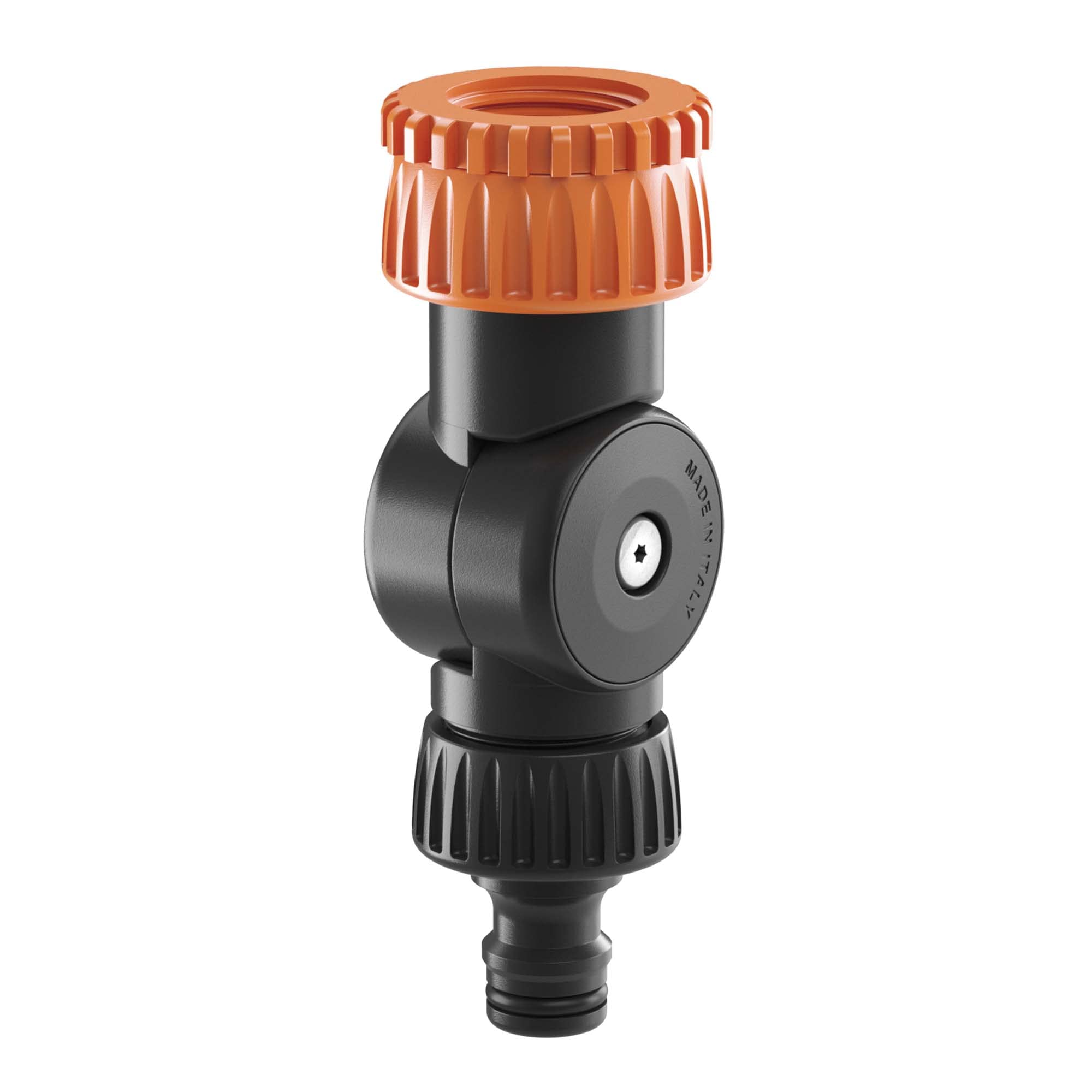 Claber 8592 Tap socket 1" (26-34mm) (20-27mm) 180° joint and 360° rotation prevent the hose from bending or twisting. 3/4" M threaded output and quick-click male connection, Black