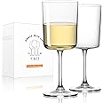 YIBEZ White Wine Glasses, Set of 2 Crystal Wine Glasses, 12 OZ Cylinder Housewarming/Wedding Gifts