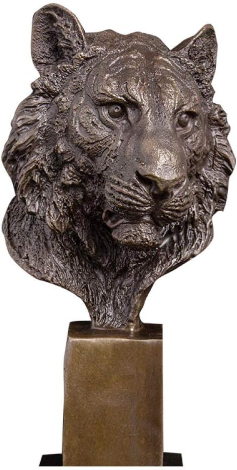 Qibajiu Animal Sculpture Artwork Ornament Small Statue Animal Arts Cast Bronze Tiger Head Ornament Art Deocr Amazon Co Uk Kitchen Home