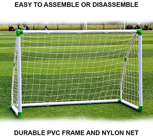 Durable 6' x 4' Soccer Football Goal w/Net Straps | Leave These Soccer Goals Up in All Weather Conditions - Anchor Ball Training Sets - Ideal for use on The Beach, Community Playground, School, etc