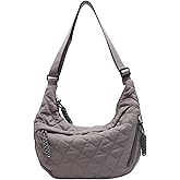 Puffy Cotton Crossbody Bag Women Quilted Tote Lattice Padded Dumpling Purse Nylon Rope Zip Work Commuter Sling Shoulder Bag