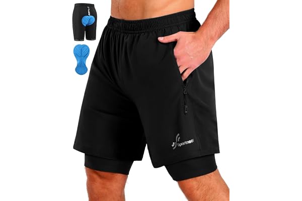 Sportneer Men's Mountain Bike Shorts, 4D Padded Cycling Bicycle Shorts for MTB Riding with 3 Pockets, Breathable & Quick Dry