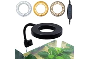 PUEUTU Upgraded Aquarium Light Clip On Fish Tank LED Light Small USB Light Dimmer Multi-Color White+Warm Yellow+Yellow 1 to 5 Gal (Adapter NOT Included, No Timer)