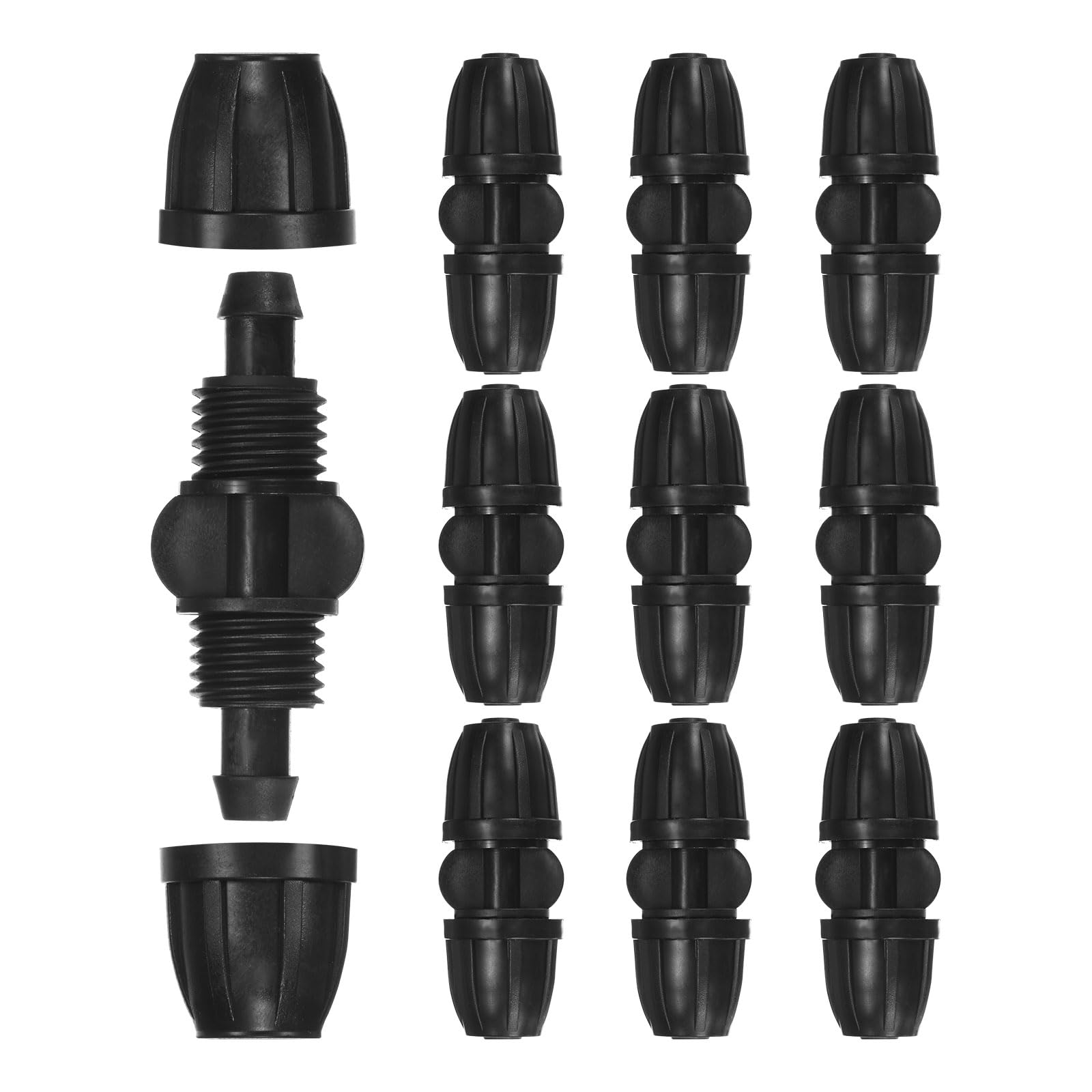 Photo 1 of M METERXITY 10-Pack Drip Irrigation Barbed Locking Fittings, 3/8 Inch Tubing Connector Plastic Coupling for Greenhouse/Aquarium/Garden Watering System, Drip Irrigation Parts