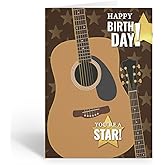 Stonehouse Collection | Musical Guitar Birthday Card | Single Guitar Birthday Card with Envelope | Blank Interior (Guitar)