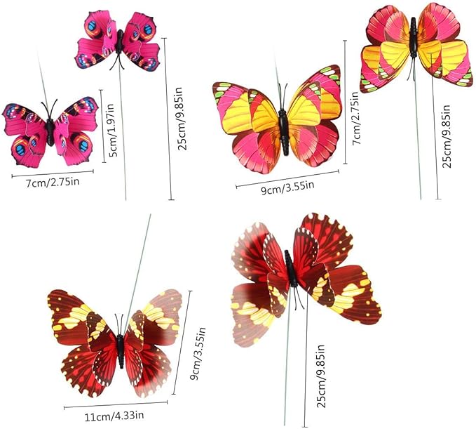 KOBWA - Estacas de jardín 3D con diseño de libélula/Mariposa 25 cm ...