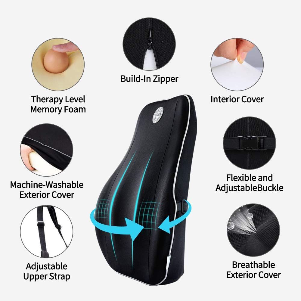 Gugusure Lumbar Support Pillow,Memory Foam Back Cushion with Breathable Mesh for Low Back Pain Relief,Orthopedic Backrest for Car Seat,Office Chair，Wheelchairs and Recliner: Office Products