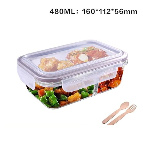 ZLLi Fiambreras cuadradas de cristal Fiambrera Microondas ...