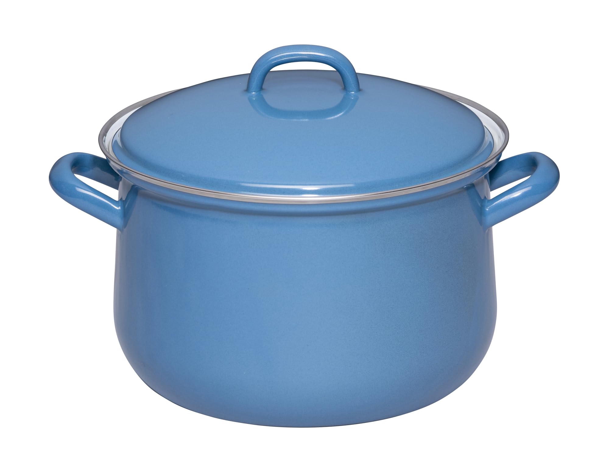 Riess, 0608-129, Casserole Pot with Lid 20 cm, 3.5 L, Enamel, Classic Edition Nature Blue Dark, 1.676 kg, 3.5 litres, 28 x 21.8 x 13.4 cm