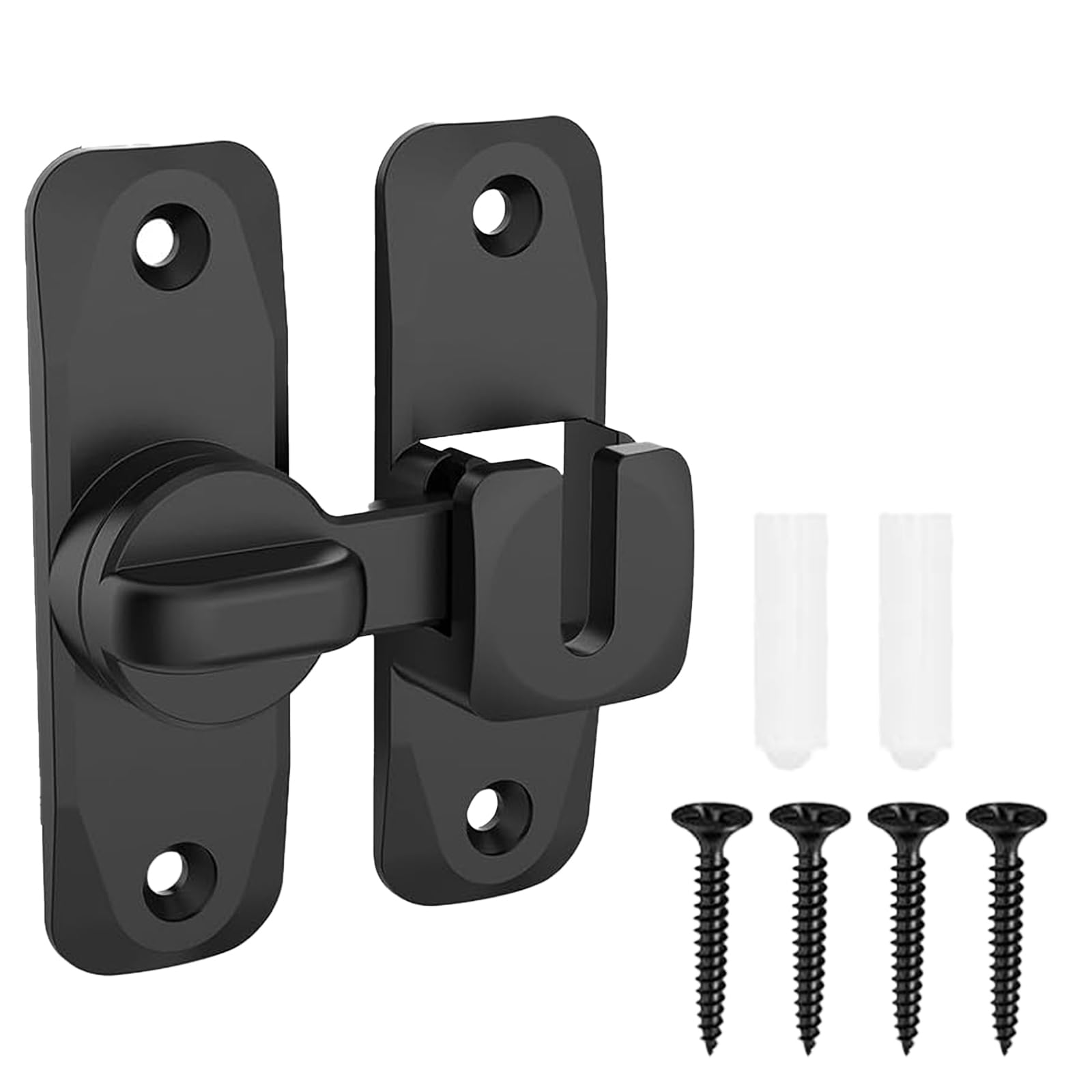 90/180 Degree Black Gate Lock,Lockable Gate Latch,Safety Sliding Barn Door Lock,Small Gate Bolt Sliding Door Lock for Barn,Garden,Bathroom,Outdoor,Garage,Window