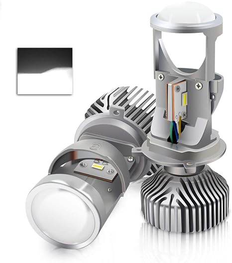 AIJICHE 2 Piezas H4 LED-lo Mini proyector Faros Delanteros ...