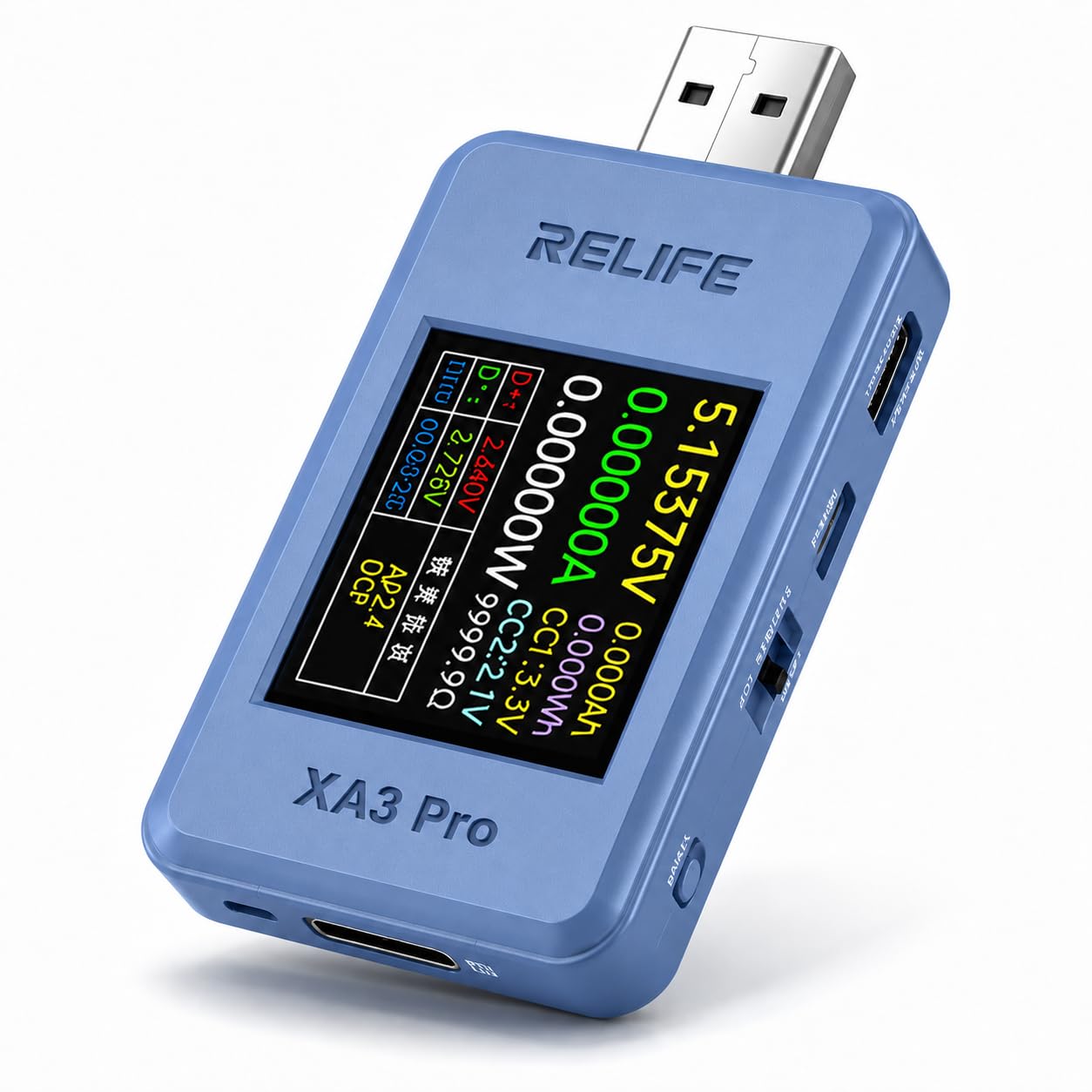 diymore USB Tester 4-24V 6,5A, USB-C Messgerät mit 1,77 Zoll TFT-Farbdisplay, Spannungs-, Strom- und Leistungsmesser, 0,00001 V/A/W, PD/QC-Erkennung, Ripple- & Kabelwiderstand-Test
