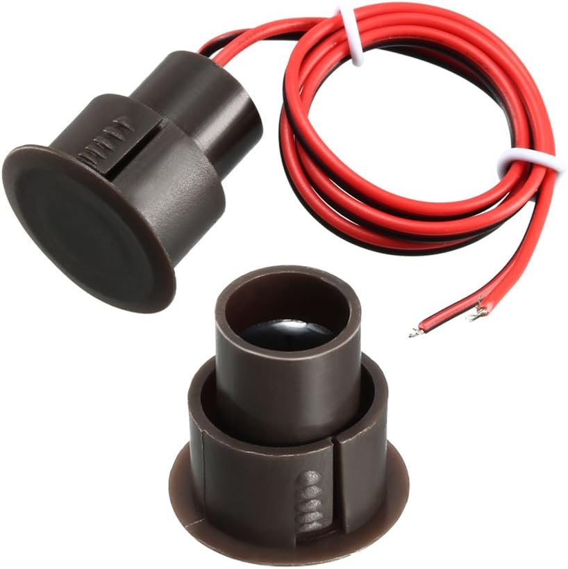 Sourcingmap N.O. Recessed Wired Security Window Door Contact Sensor Alarm Magnetic Reed Switch Brown RC-36