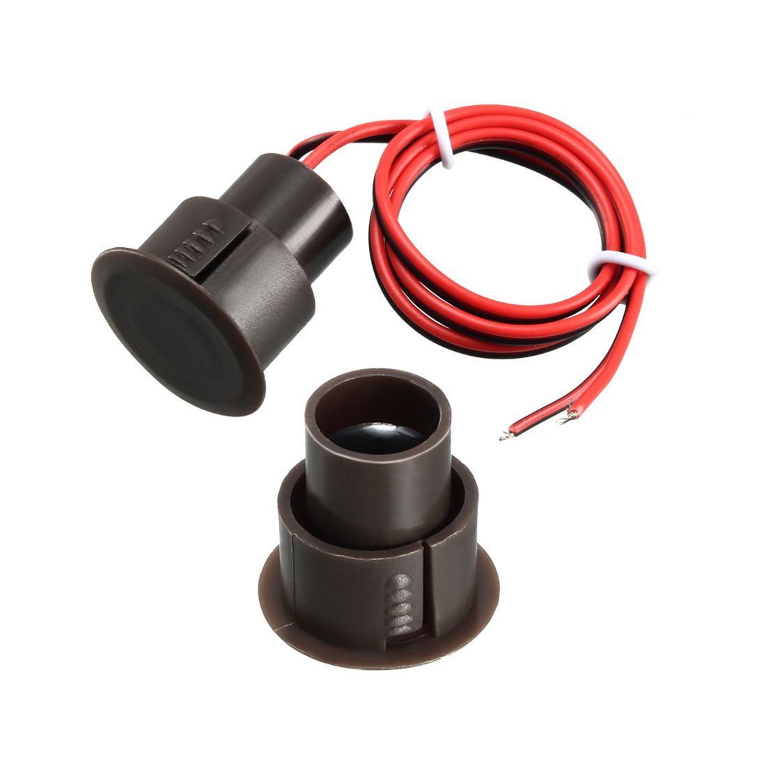 Sourcingmap N.O. Recessed Wired Security Window Door Contact Sensor Alarm Magnetic Reed Switch Brown RC-36