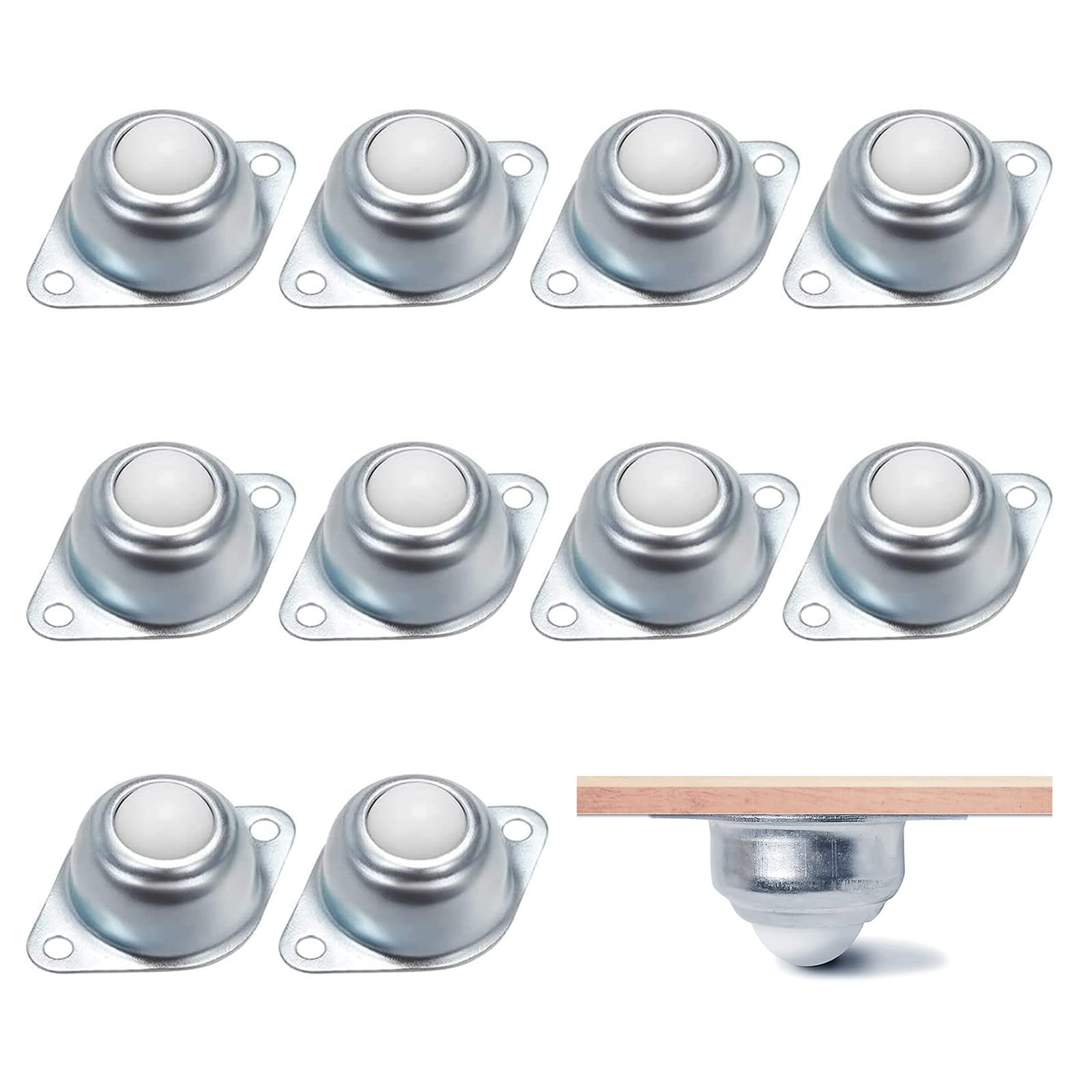 Bearing Nylon Ball, 10 Pcs Universal Steel Ball Roller Ball Wheel, Casters Nylon Small Castor Wheels, Ball Transfer Bearing for Conveyor, Transmission, Furniture, Load Capacity 30KG Per Castor