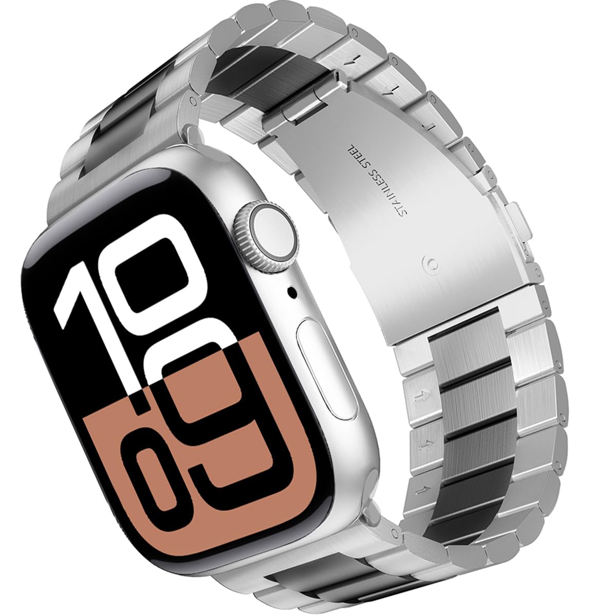 ARTCHE Watch Strap for Apple Watch Straps 49mm 46mm 45mm 44mm, Stainless Steel Metal Strap Compatible with iwatch Band Series Ultra3/Ultra2/Ultra Series 11/10/9/8/7/SE3/SE2/SE/6/5/4, Silver & Black