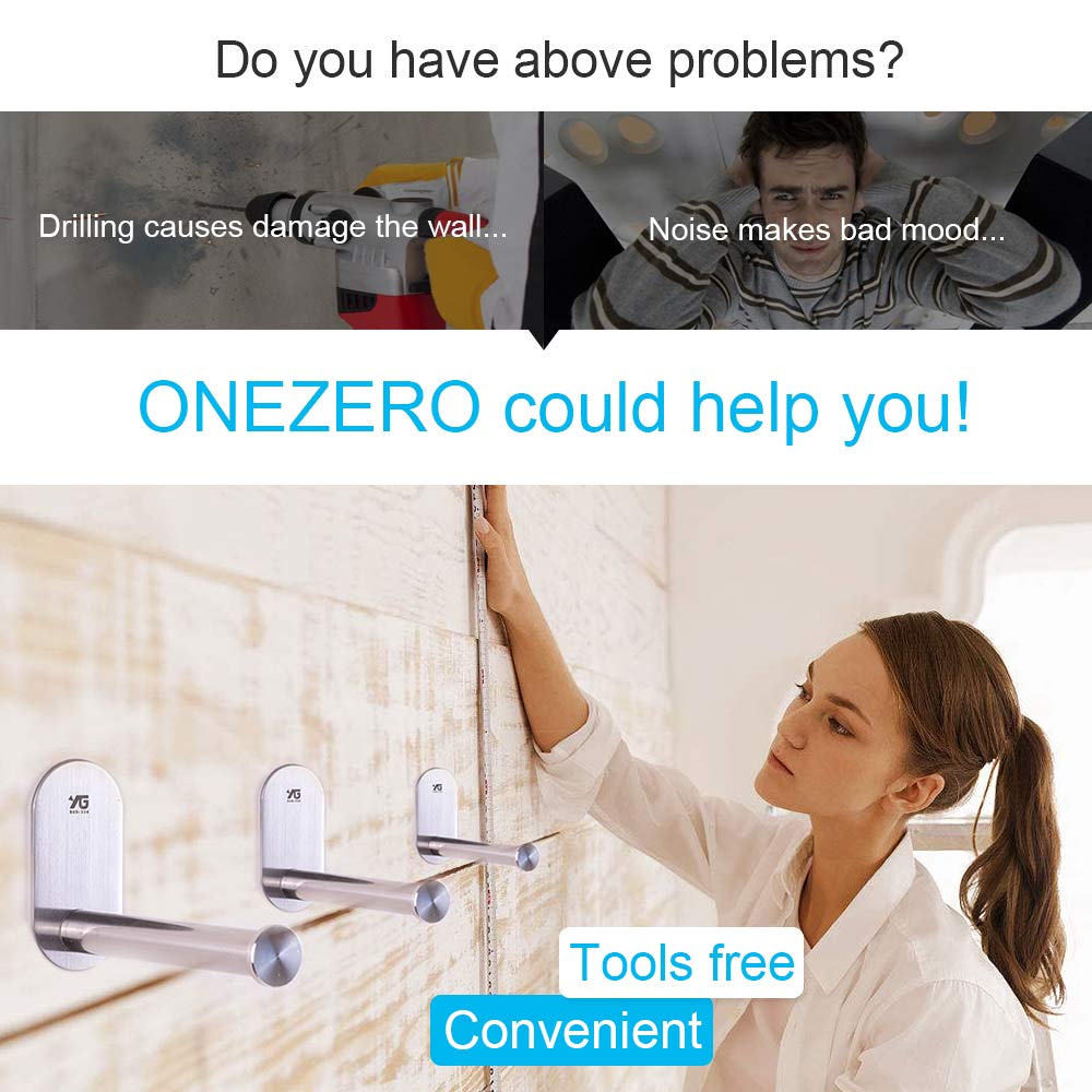 Chrome Toilet Roll Holder, ONEZERO® 3M Self Adhesive Lavatory Paper Roll Holder, Wall Mounted Bathroom Kitchen Roll Holder