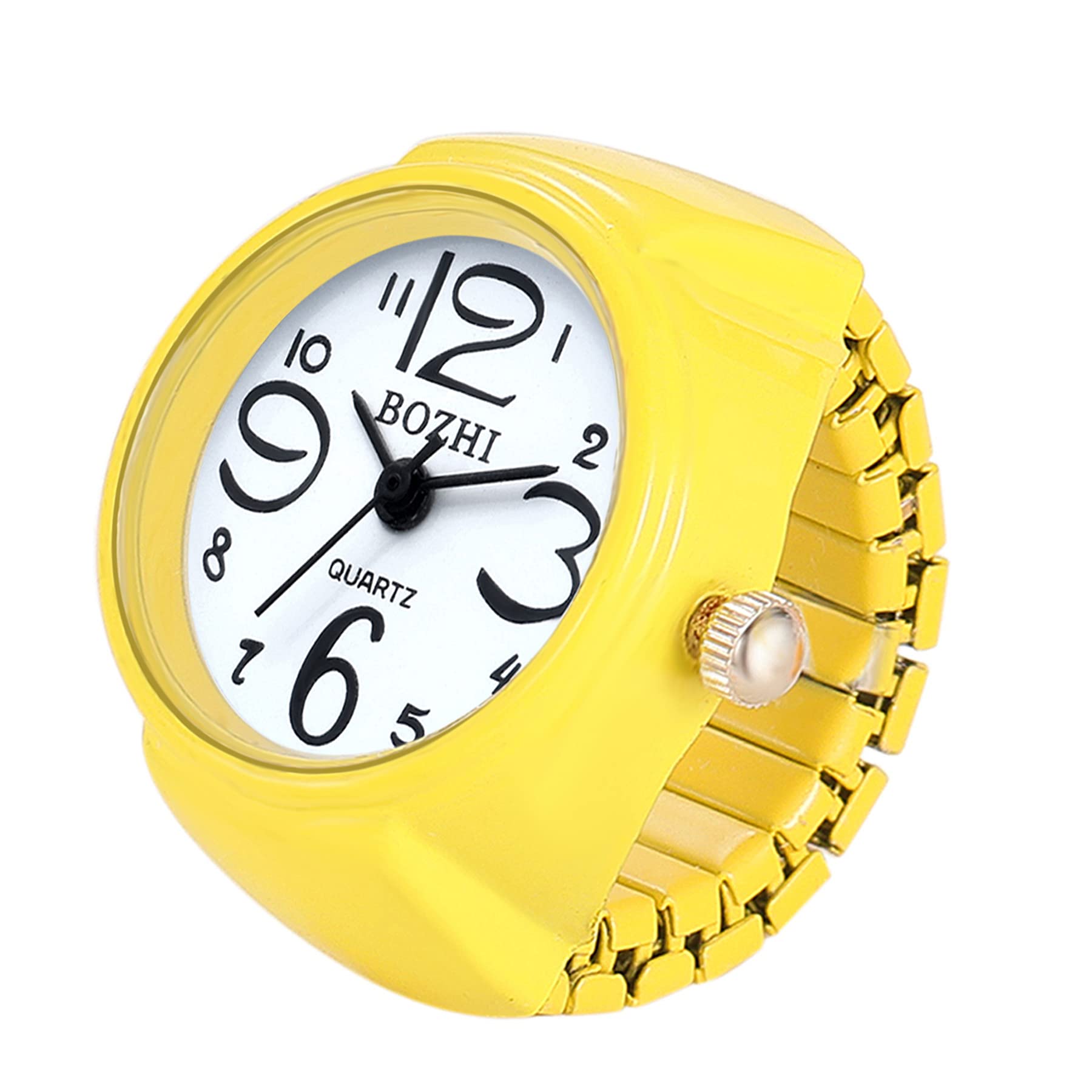 JewelryWe Men Women Finger Watch Round Analog Quartz Finger Ring Watches, Adjustable Size