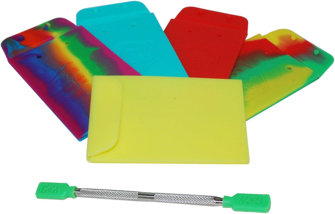 5 Assorted Mix Non-Stick Medical Grade Platinum Cured Silicone Honey Pockets + 4" Kitchen Carving Tool Green Silicone Tips