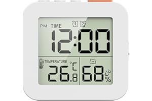 ＫＬＫＣＭＳ Digital Timer Shower Clock with Alarm, Bathroom Kitchen Wall Clock, White