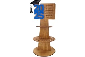 ABTOLS 2025 Graduation Gift Money Holder, Wooden 2025 Graduation Money Holder Double-Layer Cash Holders with 25 Hole DIY Unique Money Holder Cash Gift for Graduation Party Supplies(Blue)