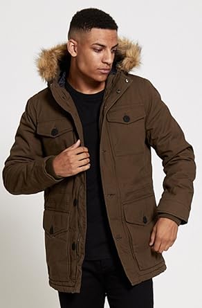 mens khaki parka with fur hood