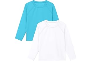 Poroka 2 Pack Baby and Toddler Boys' UPF 50+ Long-Sleeve Rashguards Baby Boy Quick Dry Swim Shirt Toddler Swimwear Surf Tops