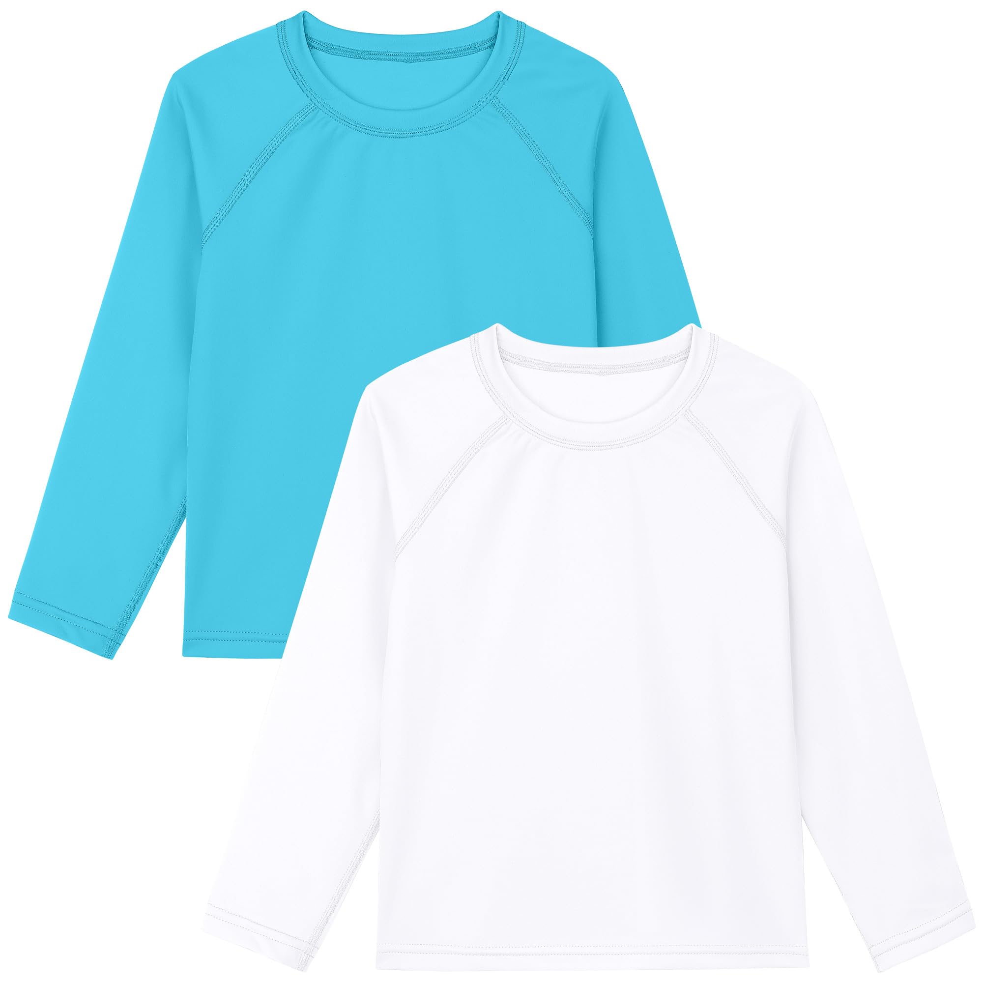 Photo 1 of Poroka 2 Pack Baby and Toddler Boys' UPF 50+ Long-Sleeve Rashguards Baby Boy Quick Dry Swim Shirt Toddler Swimwear Surf Tops Blue, White
