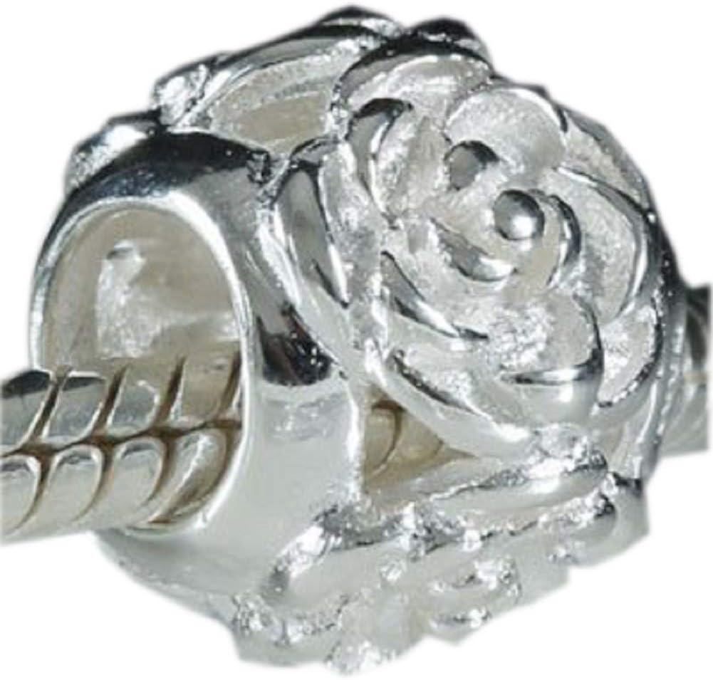 Soulbeads Rose Flower Charm .925 Sterling Silver Charms Fits European Charms Bracelets