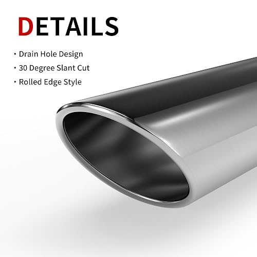 2.5 Inch Inlet Exhaust Tips (2-Pack) – 4” Outlet, 18” Overall Length, Stainless Steel Rolled Edge, Weld-On Style