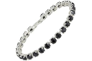 RIZILIA Round Cut Multi-Color CZ 18K Gold Plated Tennis Bracelet, 7"