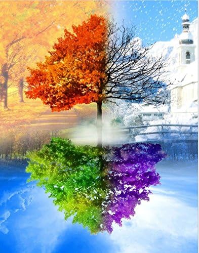 DIY 5D Diamond Painting Kit, Full Diamond Embroidery Rhinestone Cross Stitch Arts Craft Supply for Home Wall Decor (Seasons Tree)