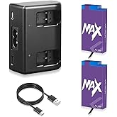 2 Pack 1860mAh Battery Replacement with LED Dual Slot Charger Kit for Gopro Max 360 ACDBD-001 ACBAT-001 Battery Charger Kit S