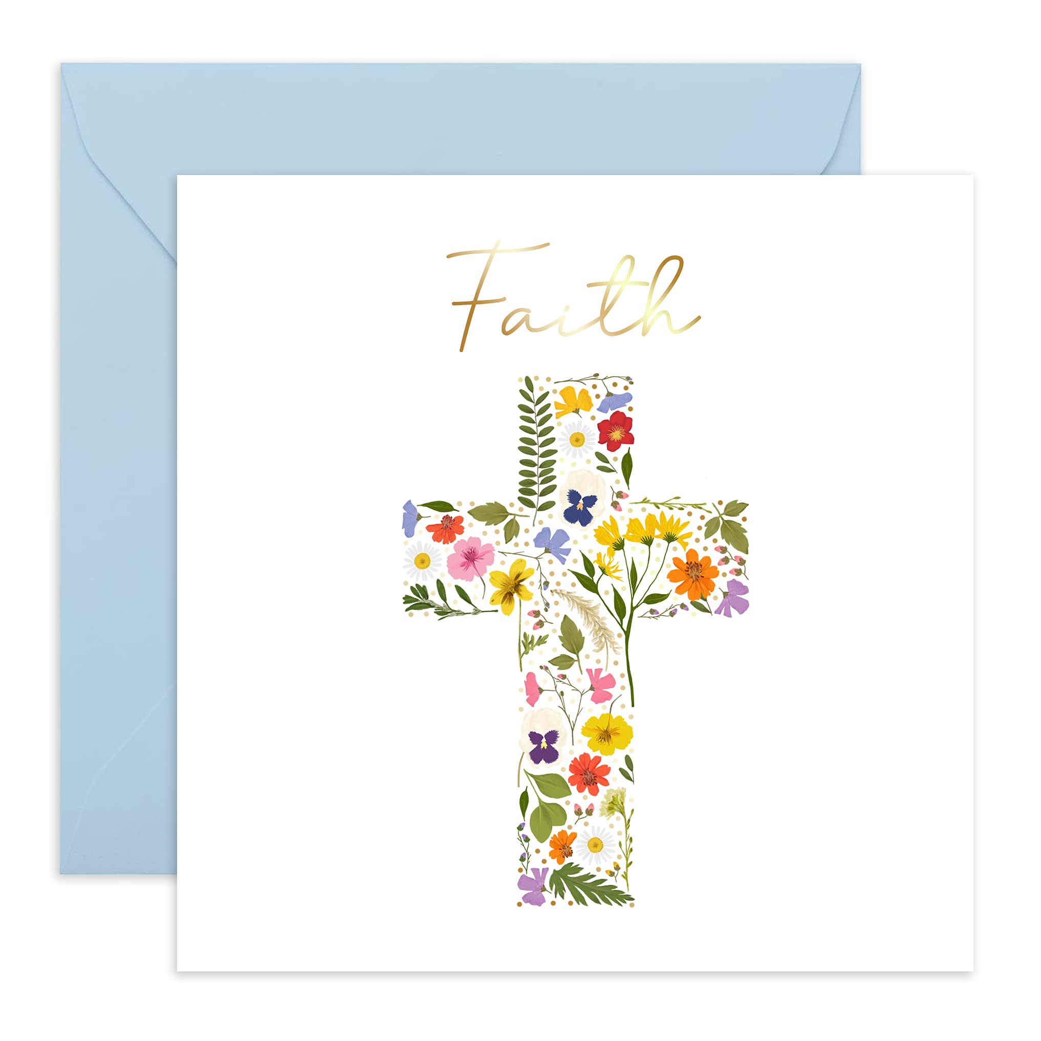 Central 23 Happy Easter Cards for Her Him - Religious Easter Card - Floral Cross - 'Faith' - Spring Flowers - Nativity - Baptism Cards For Girls And Boys - Dayspring - Comes with Cute Stickers