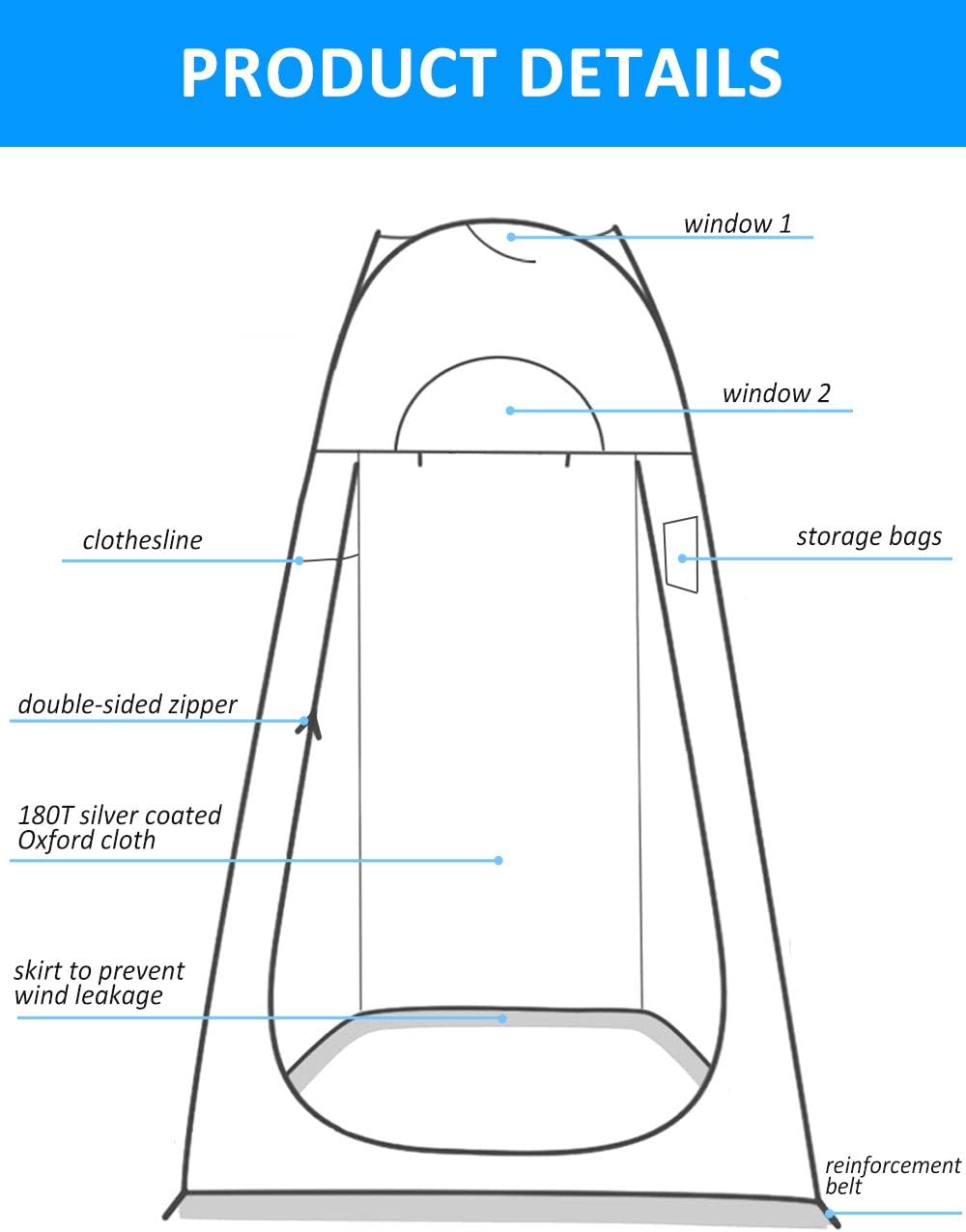 anngrowy Pop Up Privacy Tent Shower Tent Portable Outdoor Camping Bathroom Toilet Tent Changing Dressing Room Privacy Shelters Room for Hiking and Beach – UPF 40+ Waterproof with Carry Bag : Sports & Outdoors