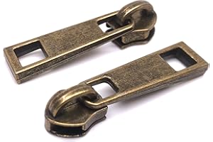 Goyunwell #5 Zipper Pulls Metal Antique Bronze for Nylon Coil Zippers 40pcs Brass Zipper Head Sliders for Purse and Bag Making Tent Bulk