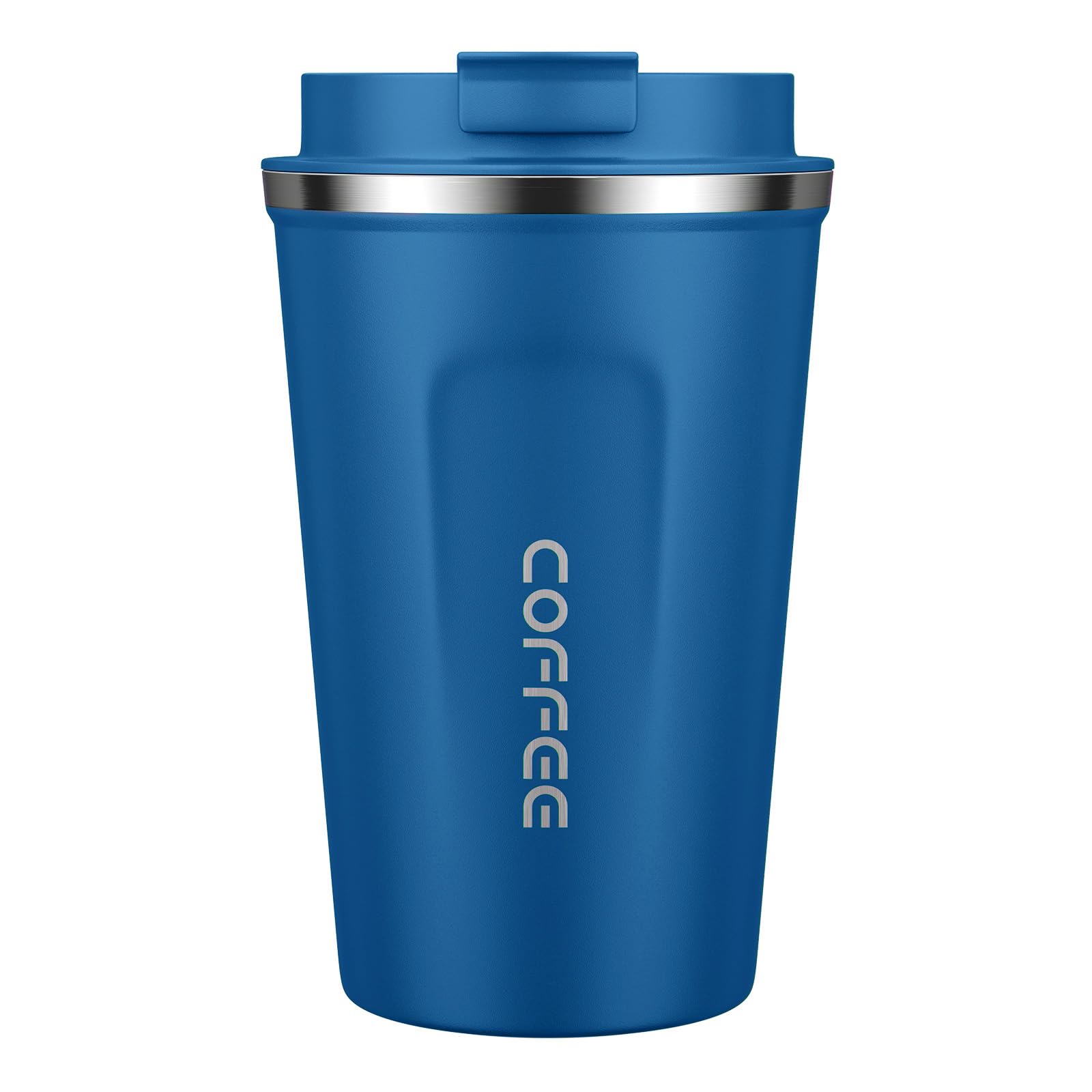 MOMSIV Coffee Cup, 380ml Vacuum Reusable Leakproof Double Wall Coffee Cup, Insulation Stainless Steel Eco-Friendly Travel Office Mug for Hot Coffee Tea and Cold Drinks (Diamond Blue)