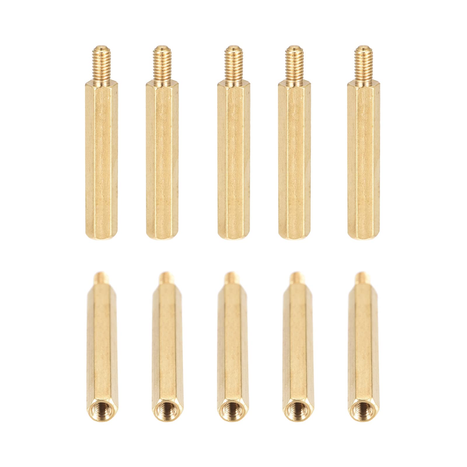 DTGN M3x25x6mm(DxHLxML) - Brass Hex Standoff -25Pack- Good for Electronic Machine - Male to Female Spacer Screw Nuts
