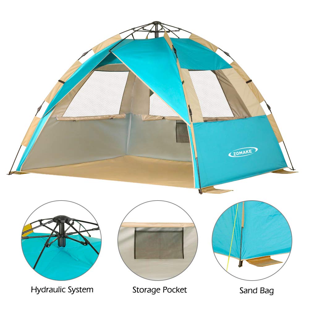 Outdoor Recreation ZOMAKE Instant Beach Tent 34 Person Pop Up Sun