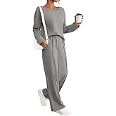 Viottiset Women's 2 Piece Set Casual Outfits Knit Top Wide Leg Sweater Long Sleeve Lounge Set Sweatsuit