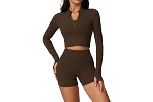 Yknktstc Womens Full Zip Athletic Jacket with Thumbhole Long Sleeve Crop Top Running Workout Yoga Sportswear Shirt