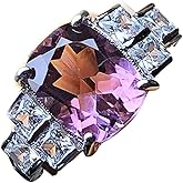 Natural Purple Amethyst 925 Solid Sterling Silver Engagement Ring Size 5, 6, 7, 8, 9