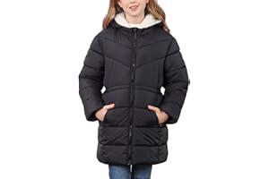 UNIFACO 5-12 Years Girls Winter Coat Heavyweight Puffer Coat with Cinched Waist Hooded Winter Jackets for Girls