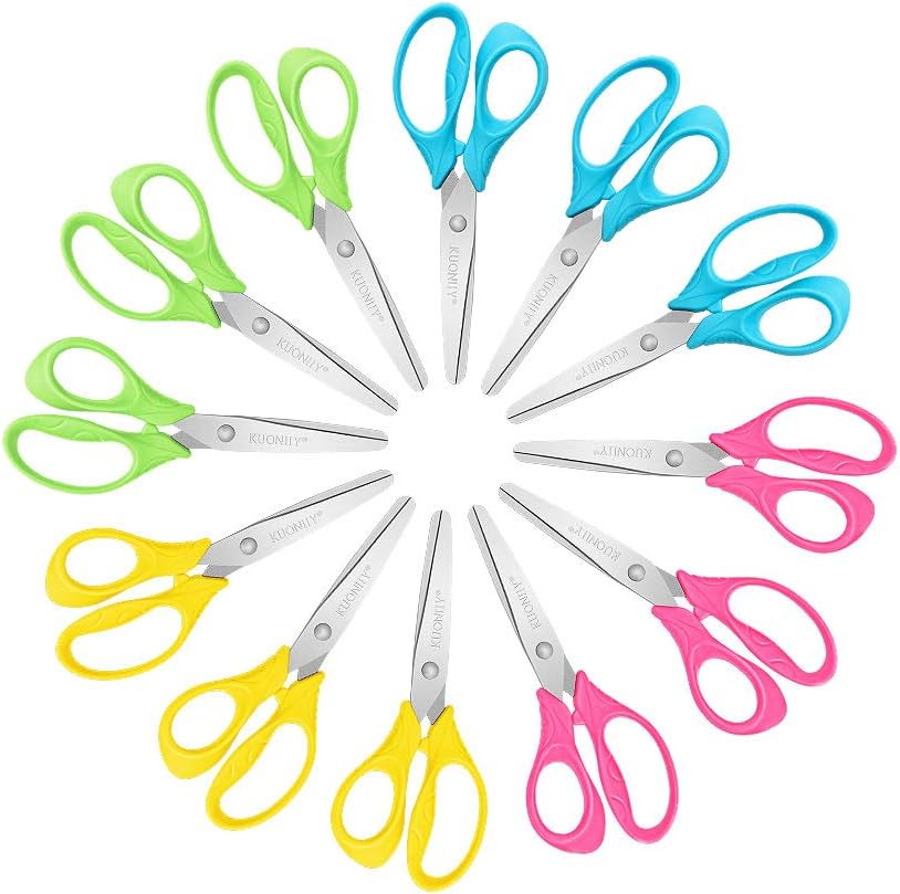 KUONIIY Left Handed Kids Scissors Childrens Scissors 5" Blunt,Assorted