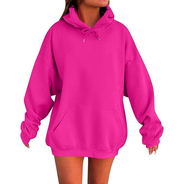 Cute Hot Pink Hoodie Oversized Hoodies for Women Plus Size Loose