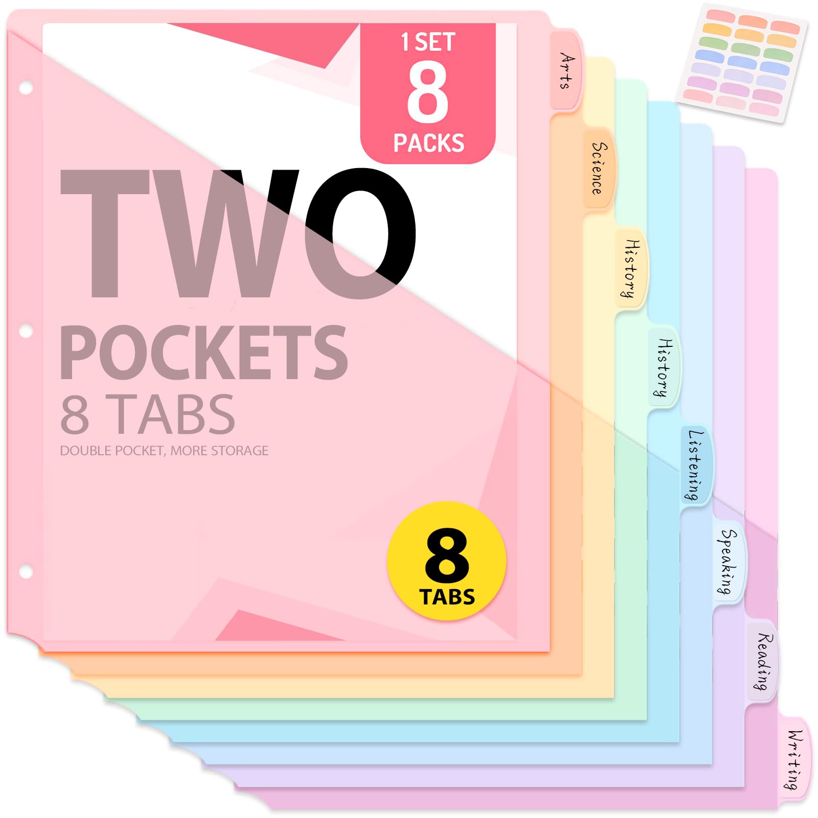 FAOGO 8 Count Dividers with Two Pockets, 8 Tab Binder Dividers for 3 Ring Binder Organizer, Multicolor, Writable Labels, 1 Set Portable Cordless High Power for Car, Home, Pet Hair, Keyboard 1