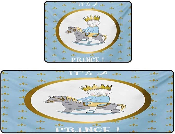 Alfombra de cocina, texto en inglés "It's a Prince Cita" con un recién