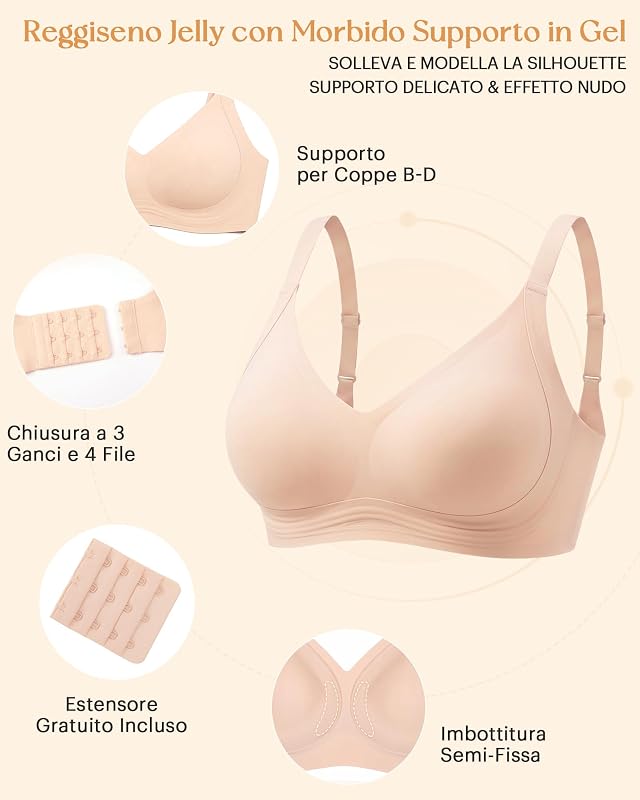 Reggiseno Senza Ferretto Comfort Reggiseno Soft Reggiseno Donna Quotidiano Estate Albicocca L