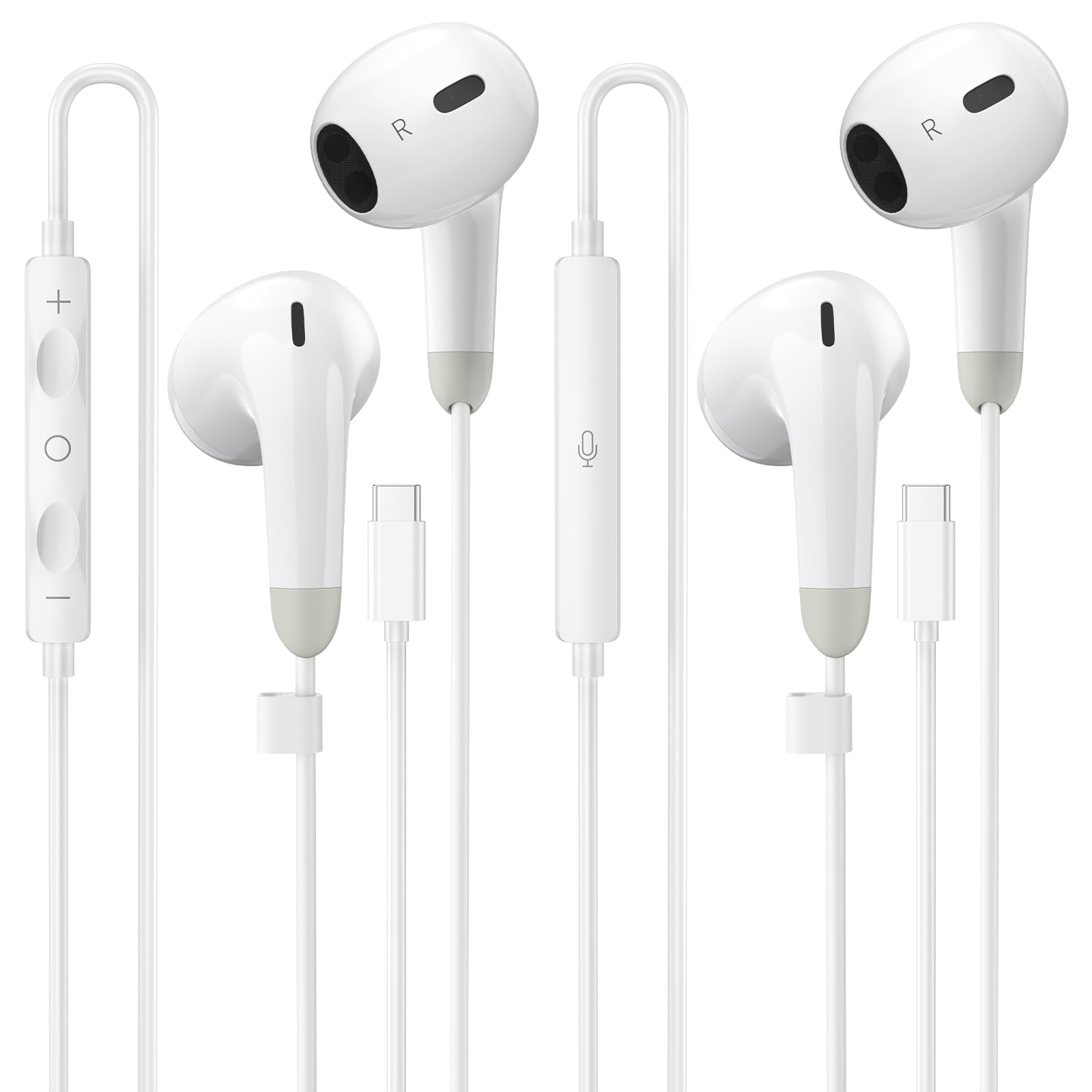 USB C Headphones for iPhone 17 16 15 Pro Max, 2 Pack Wired Earbuds USB C Wired Headphones with Microphone & Remote, Noise Isolating Earphones for iPad Pro/iPad Air, Galaxy S25 S24 S23 Ultra